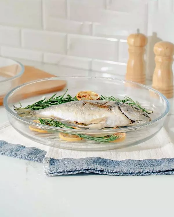 Novara Large Size Round Glass Baking Tray With Grill - Singl