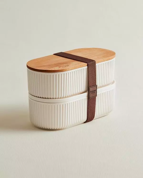 Storage Box With Wooden Lid 1000ML 2PCS