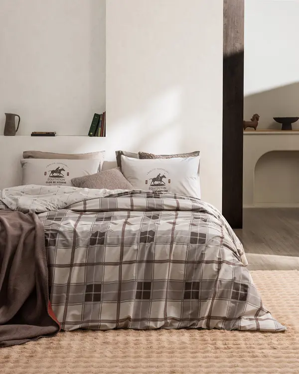 Agathe Single Size  Fitted Duvet Cover Set -  Ranforce Patterned