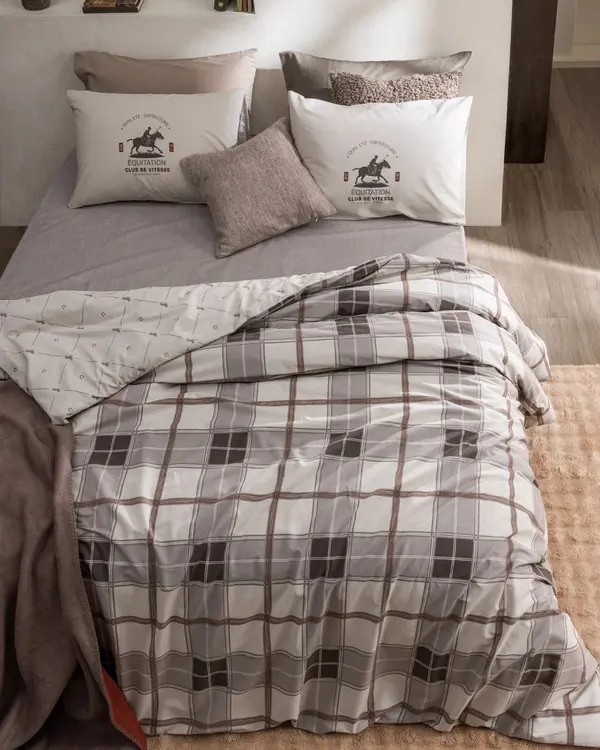 Agathe Single Size  Fitted Duvet Cover Set -  Ranforce Patterned