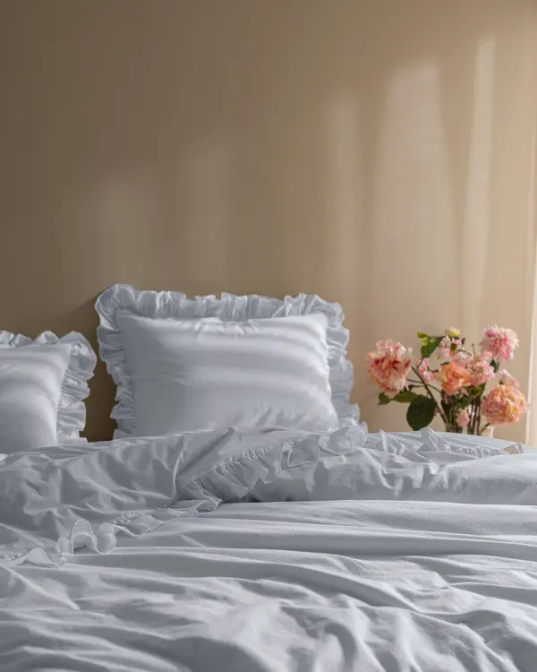 Obernai Single Size Ruffle Plain Washed Duvet Cover Set